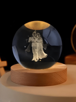3D Radhakrishna Crystal Ball Night Lamp