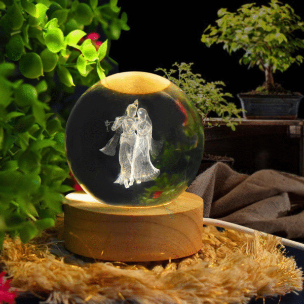 3D Radhakrishna Crystal Ball Night Lamp
