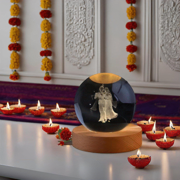 3D Radhakrishna Crystal Ball Night Lamp