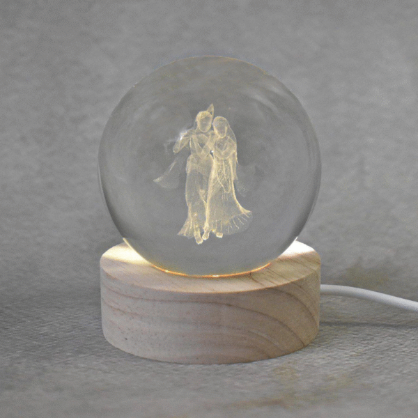 3D Radhakrishna Crystal Ball Night Lamp